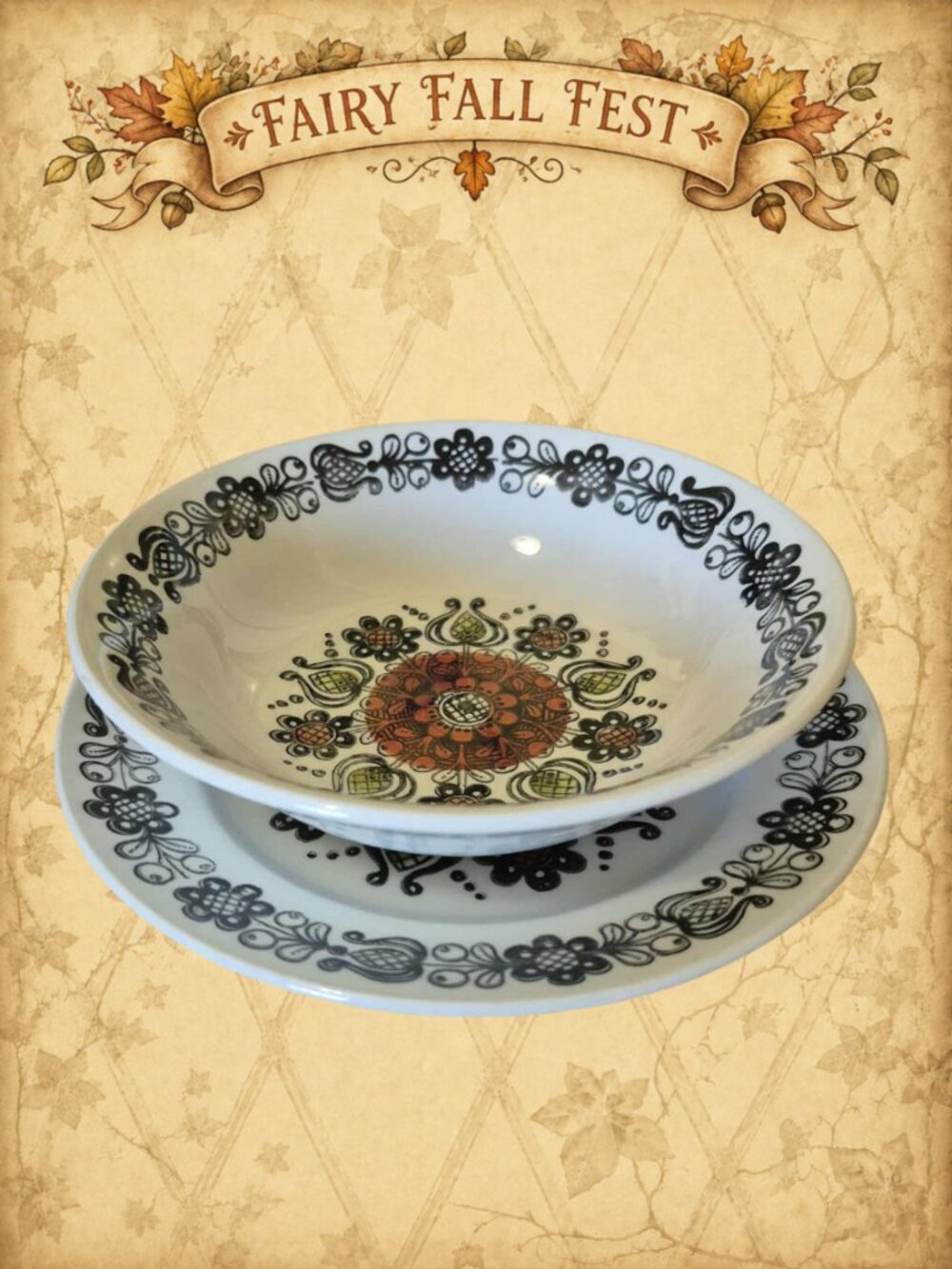 Olden Heights 🏔️🧚‍♂️ Vintage 70s Broadhurst Katie Winkle Romany Plate & Bowl S